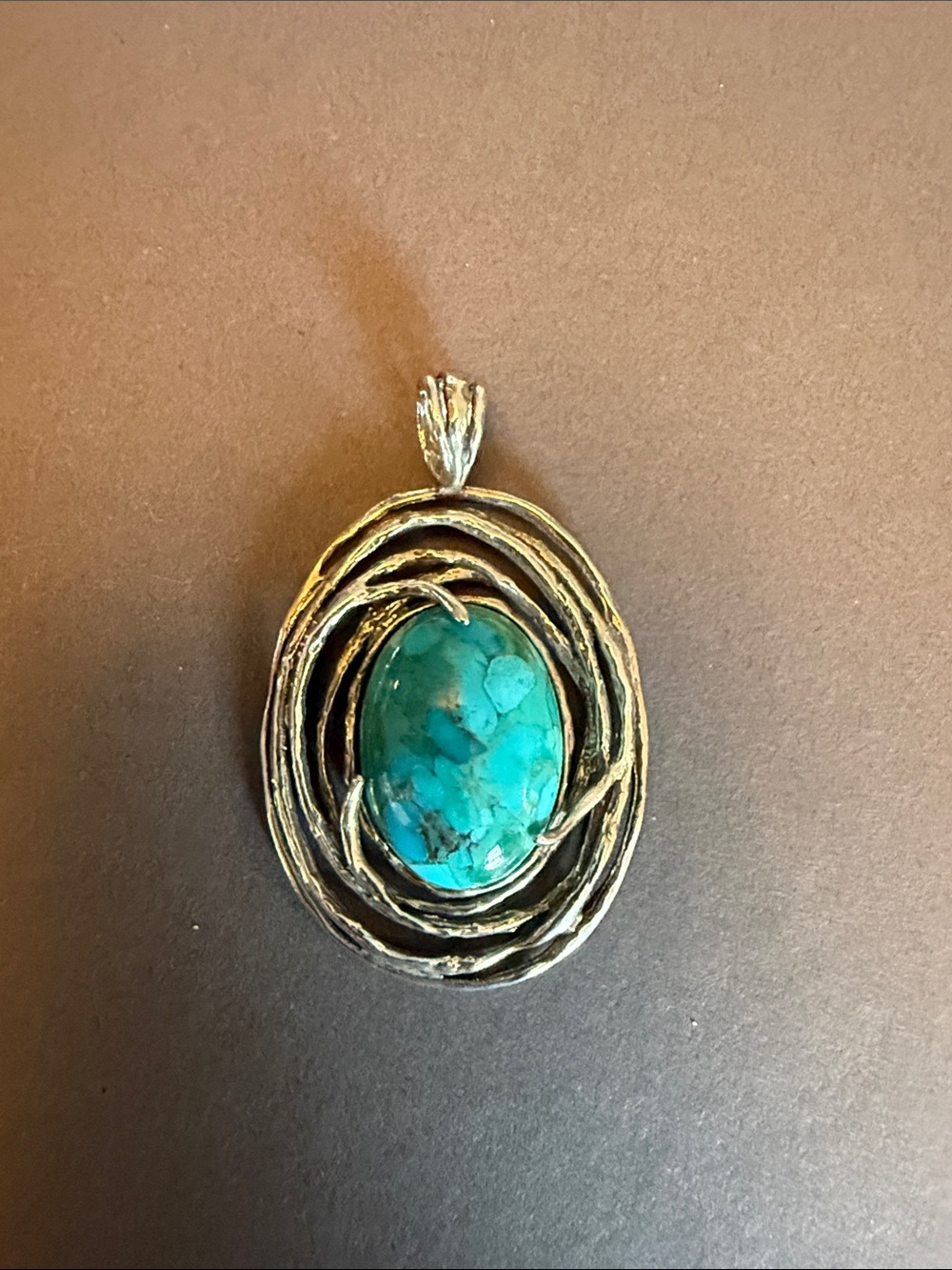 Grace & Heart Nicher Oval Turquoise Stone Statement Pendant - Sterling Silver